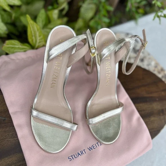 Stuart Weitzman Barelynude 100 sandals light gold size 8 women